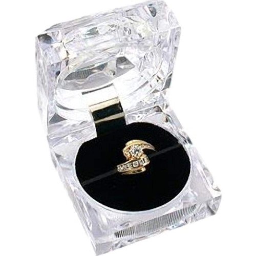 FindingKing 24 Clear Crystal Ring Gift Boxes 1 7/8"