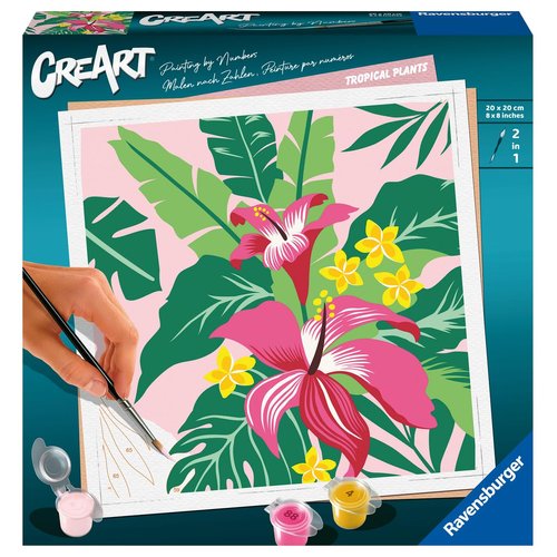 Ravensburger CreArt Tropical Plants Paint by Numbers Kit for Adults - 23518 - Painting Arts and Crafts for Ages 12 and Up