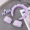 LOVNFC spa headband for washing face purpleset with 1 makeup headband & hair claw clips & 2 wrist band for women make up cute fluffy skincare headband christmas gift set for girls