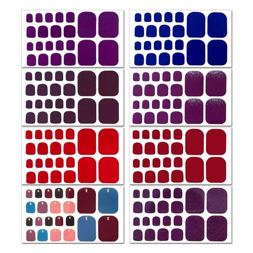 JERCLITY 20 Sheets Toe Nail Polish Strips Nail Art Stickers Decals for Girls Women with 1 Pc Nail File Nail Polish Stickers Full Wraps Set