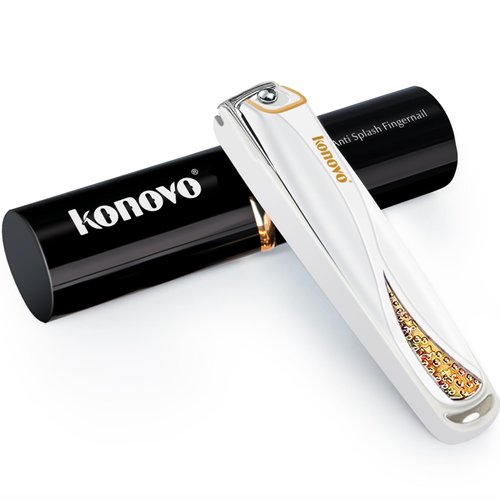 Konovo Nail Clippers for Women, Nail Clippers With Catcher, Nail Clippers With File, Fingernail Clippers for Girls Toenail Clippers Nail Trimme Nail Cutter Portable Female-focused Nail Clipper (white)