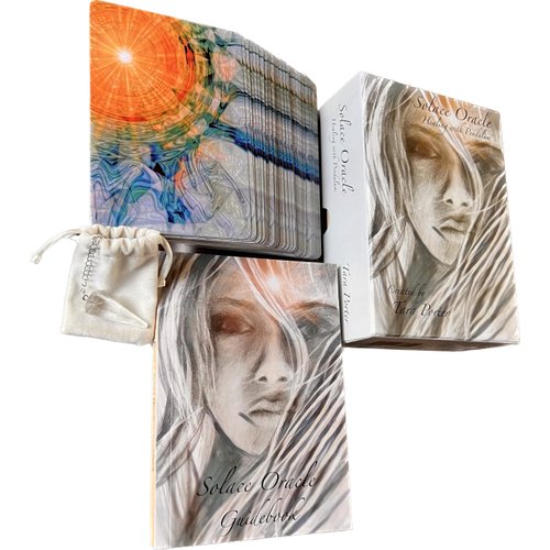 Solace Oracle (77 Card Set with Clear Quartz Pendulum & Guidebook) Unique Tarot Deck, Pendulum Lets Your Angels and Spirit Guides Pick Your Cards