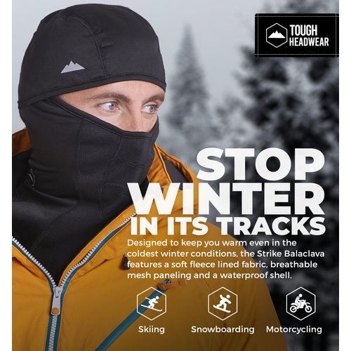 Tough Headwear Balaclava Ski Mask - Winter Face Mask for Men & Women - Cold Weather Gear for Skiing, Snowboarding & Motorcycle Riding (Black)