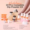 Modelones Dip Powder Nail Kit Starter, 4 Colors All Season Nude Skin Glitter Dipping Powder Repair Liquid Set with Recycling Tray for French Nail Art Salon DIY at Home Manicure