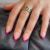 30 PCS Hot Pink French Tip Press on Nails Almond Short,SXVME Fake Nails Glue on Nails Medium,Gel Nails Static Nails,Acrylic Nails Press ons Medium Length,Short False Nails Stick on Nails for Women