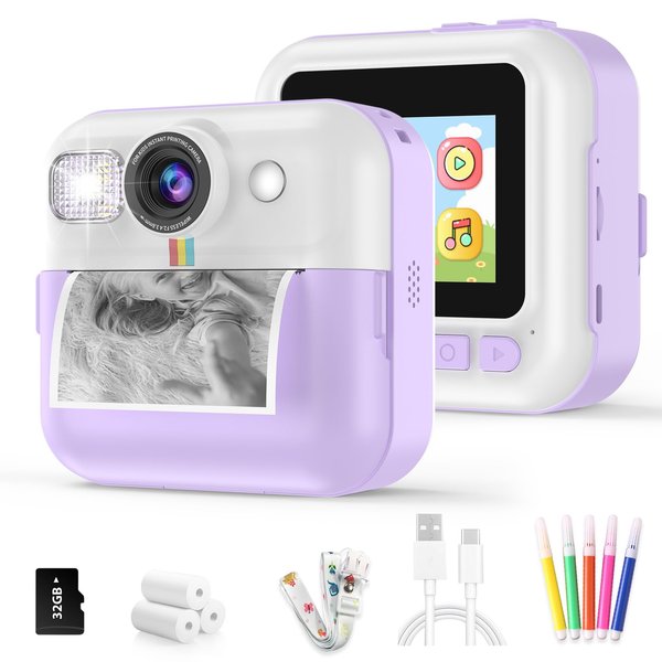 BOFIDAR Instant Print Camera for Kids,Children Digital Camera Video Toddler Print Camera Christmas Birthday Gifts Portable Kids Toys for 3 4 5 6 7 8 9 10 Year Old Girls