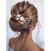 Gorais Flower Bride Wedding Hair Comb Pearl Bridal Hair Pieces Leaf Hair Accessories for Women and Girls (a-silver)