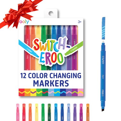 Ooly 12 Pack Switch-eroo Color Changing Markers, Dual Tip Markers for Kids, Double Ended Chisel Tip Markers, Color Change Markers for Art Supplies, Drawing and Stationery Sets