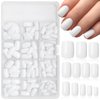 LoveOurHome 240pc Square Press on Nails Short Fake Nails White Glue on Nail Short Acrylic Nails Press ons Nail Tips Full Cover False Nail Square Artificial Fingernail & Adhesive Tabs for Women Girls