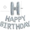 TONIFUL Laser Silver Happy Birthday Balloon Banner 16 Inch Mylar Foil Letters Birthday Sign Bunting Reusable for Girls Boys Kids & Adults Birthday Decorations and Party Supplies