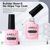 AIMEILI 5 in 1 Builder Base Hema Free Clear Builder Nail Gel for Nails Extension and No Wipe Top Set Soak Off U V LED Cruelty Free Vegan Gel Nail Lacquer