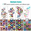 Heansun 80 PCS 3D Butterfly Wall Decor, 4 Styles Butterfly Wall Decals Removable Mural Stickers Butterfly Decorations for Home Room Bedroom Nursery Decor