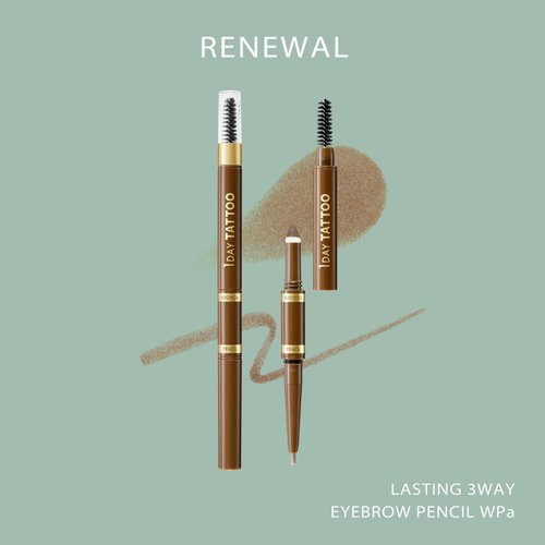 K-Palette 3-in-1 Eyebrow Pencil, Waterproof Brow Tint for Sculpting & Long-Lasting 3D Effect, Natural Eyebrow Makeup, 03 Mocha Brown