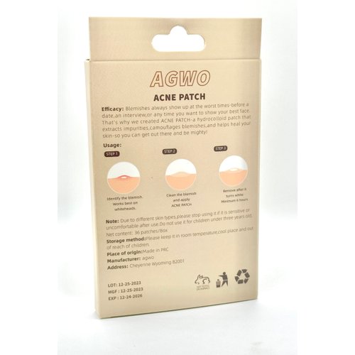 AGWO ACNE PIMPLE PATCHES, Spot Acne Treatment, Blackheads, Zit Clearing, Salicylic Acid, Facial Treatment for Blemishes, Razor Bumps, Ingrown Hairs, Vegan friendly Not Tested on Animals (36 Count)