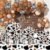 Cow Print Party Supplies, Cow Print Party Tableware Complete Pack Include Black Brown Cow Plates, Napkins, Cups Straws for Cow Birthday Baby Shower Farm Animal Party Decorations