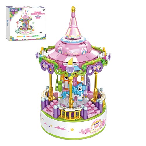 Contixo Building STEM Toys - BK02 488 PCS Carousel Music Boxes, Horse Rotating Building Blocks, Kids Building Toys for Girls Boys, Birthday Gifts for Adults, Daughter Christmas Festival Music Box