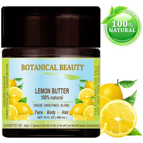 LEMON OIL BUTTER RAW Lemon essential Oil, Lime essential oil, Soybean Oil.100% Natural VIRGIN UNREFINED. 16 Fl oz - 480 ml. For Skin, Hair, Lip and Nail Care by Botanical Beauty