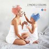 Tihebax 2Pcs Microfiber Hair Wrap Hair Drying Cap Hair Plopping Cap Towel Curly Hair Drying Towel Wrap for Women (Blue and Pink)