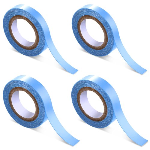 Sacubee 4 Rolls Lace Front Wig Tape Waterproof Strong Adhesive Double Sided Lace Wigs Tape Lace Front Support Tapes Hairpiece Tapes for Wig Hair Extension (Blue,1 cm and 0.8 cm)