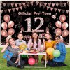 12th Birthday Decorations for Girls Rose Gold Official Pre-Teen 12th Birthday Backdrop Banner 12th Years Old Birthday Part Supplies for 12th Birthday Party Decorations