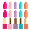 Apres Gel Couleur Combo Set, 5 Color Gel Nail Polish, Bright Nude Pastel Colors with Brush-X Nail Art Brush, 2024 Edition (Set 19)