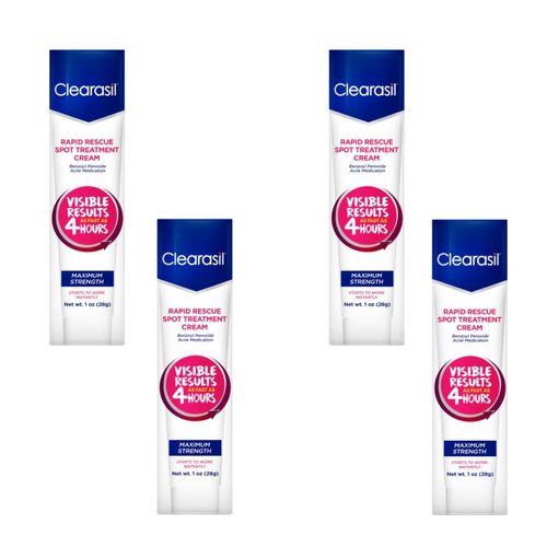Clearasil Rapid Rescue Acne Spot Treatment Cream, 1 oz (Pack of 4)