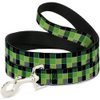Dog Leash Checker Mosaic Green 4 Feet Long 0.5 Inch Wide