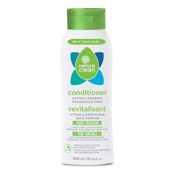 Nature Clean All-natural Sulfate-free Conditioner For Women & Men. 99.9% Natural Ingredients Non-Toxic Fragrance-Free Hypoallergenic & Unscented. Gentle Color Safe For Color-Treated Hair 10 oz / 300ml