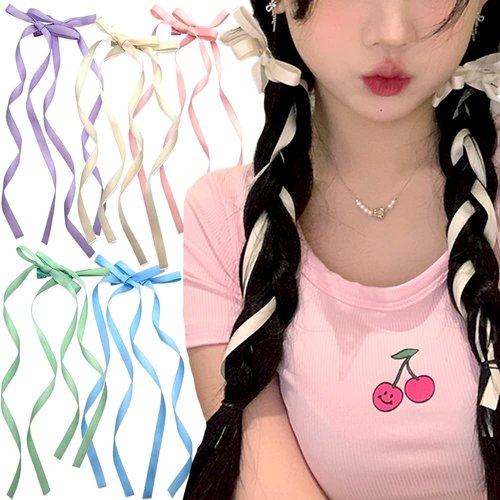 Colorful Hair Clips for Girls and Women - 10pcs with Tassels, Braiding Hair Accessories, and Kawaii Bows