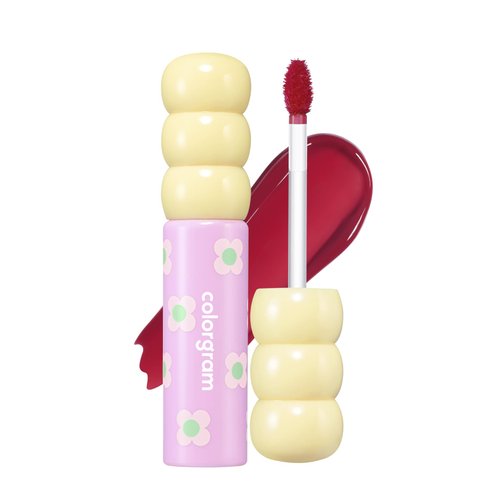 COLORGRAM Fruity Glass Tint 08 Lovely Raspberry | Korean Long Lasting & Waterproof Lip Stain | Glossy Dewy Lip Gloss, Highly Pigmented Raspberry Red Shade with Glowing effect 0.11 Oz.
