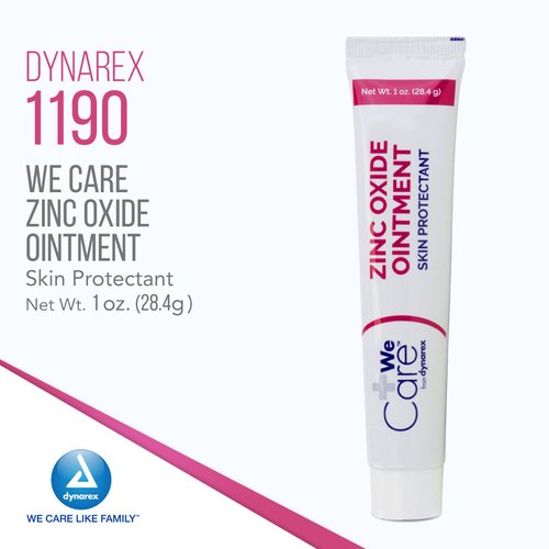 Dynarex Zinc Oxide Ointment, Protective Skin Barrier Ointment, Soothes, Prevents, and Relieves Diaper Rash, Chaffed Skin, and Irritation, White, 1 Count - 1 oz. Tube of Ointment