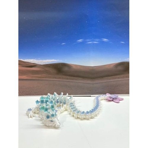 3D Printed Cherry Blossom Dragon, 12" Articulated Macaroon Cherry Blossom Dragon, Home Decor Executive Desk Toys,Fidget Toys for Autism/ADHD D056