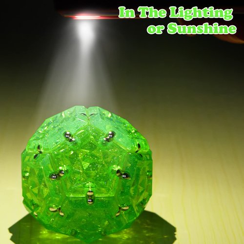 Magnetic Fidget Sphere Magnets Balls - Crystal Bright Green Holographic Glitter - Magnet Fidgets Toy - 12 Piece Set - Creativity Beyond Imagination, Inspirational, Recreational, Desk Toys for Adults