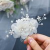 Foyte Crystal Flower Hair Comb Wedding Headpiece Silver Rhinestone Hair Piece Bride Pearl Hair Accessories for Women