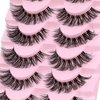 Veleasha Russian Strip Lashes Faux Mink Lashes Fluffy Eyelashes 7 Pairs 12-19mm Clear Band False Eyelashes Looks Like Eyelash Extensions D Curl Fake Eyelashes (DT01)