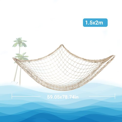 Sukh Fish Net Decorations 1.5x2m - Fish Net Decorations Decorative Netting Nautical Fishnet Table Runner Nets Netting Fishnet Ocean Party Decor Decoration Decorative Fishing Rope Netting Decorations
