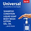 Bar5F Universal Pumps for Shampoo Conditioner Lotion Body Wash, Fits 1" Inch Bottle Necks, 1 Liter 33.8-Ounce Bottles, Black and White 2-Pack
