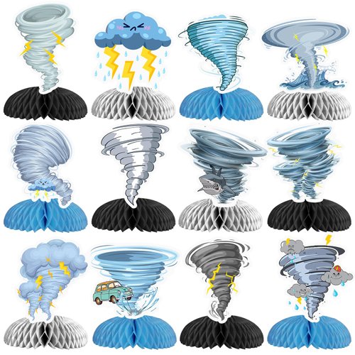 12 PCS Tornado Honeycomb Centerpieces, Tornado Birthday Party Decorations Tornado Weather Table C...