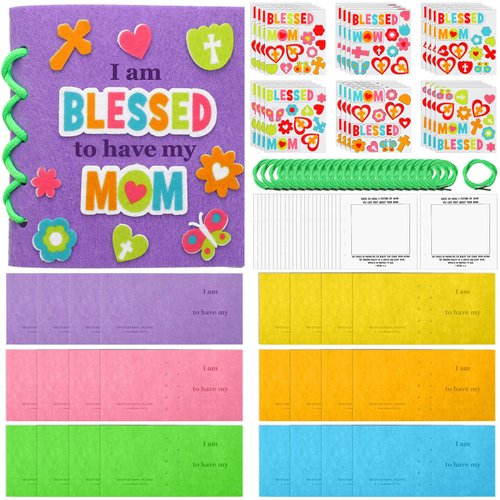 Trandraft 24 Pcs Mother's Day Journal Craft Kit Religious Journaling Kit for Teenage DIY Journal Set with Felt Stickers for Mother's Day Birthday Gift Classroom School Activities Supplies