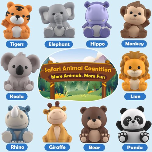 Learning Toys for 1,2,3 Year Old Toddlers, 20Pcs Safari Animals Toys Montessori Counting, Matching & Sorting Fine Motor Games, Christmas Birthday Easter Gift for Baby Boys Girls Age 12-18 Months