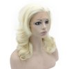 Mxangel Medium Long Wavy Celebrity Synthetic Lace Front Light Blond Wig Natural