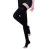 PPXGOGO Thigh High Compression Socks, Firm Support 20-30 mmHg Gradient Compression Stockings with Silicone Band. Treatment for Running, Edema, Varicose Veins, Pregnancy, Nursing.(Black-open,L)