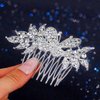 Foyte Crystal Wedding Hair Comb Rhinestone Bride headpiece Silver Butterfly hair piece Leaf Side Hair Combs for Women and Brides