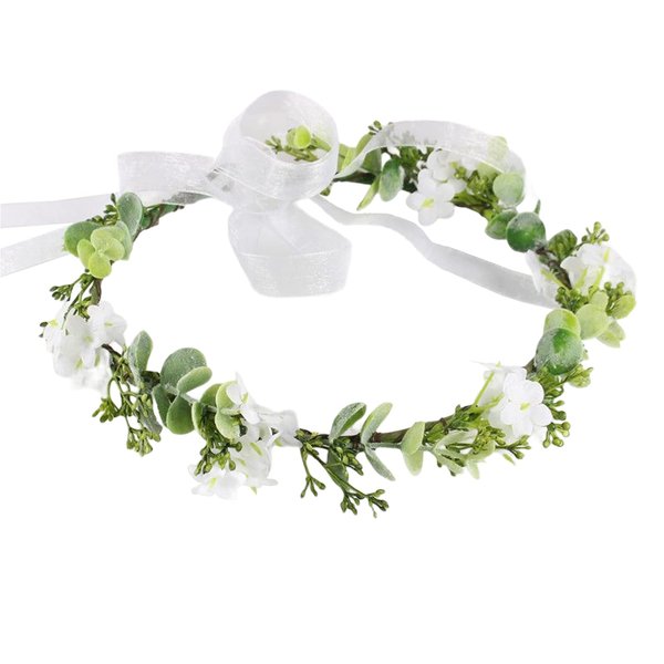 MICREEN Bridal Flower Crown Headband, Girls Floral Headpiece, Women Flower Hair Wreath with Adjustable Ribbon for Wedding Ceremony Party Festival