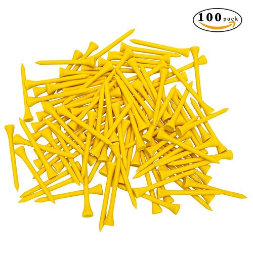 THIODOON Golf tees 3 1/4 inch Less Friction Wood Tees Training for Golfer Professional Natural Wood Golf tees Bulk 100 Count Golfing Tees