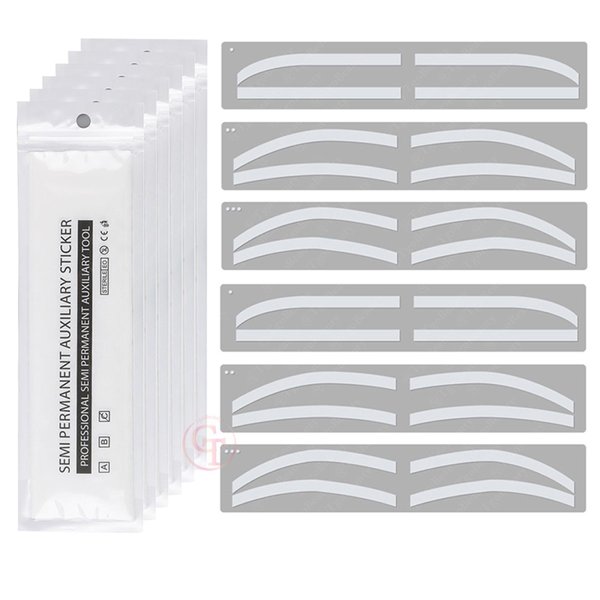 6 Pairs Eyebrow Tattoo Auxiliary Stickers Disposable Adhesive Eyebrow Template Sticker Women Disposable Adhesive Eyebrow Template Sticker (6 Pairs Brow Stickers)