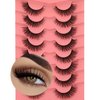 False Eyelashes Natural Mink Lashes 15mm Wispy Curl Eyelashes 5D Fluffy Volume Cat Eye Fake Lashes Pack 8 Pairs by Yawamica