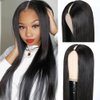 Legendhair Glueless V Part Wig Human Hair Straight Brazilian Virgin Human Hair Wigs for Black Women Upgrade U Part Human Hair Wig Full Head Clip In Half Wig No Leave Out U Part Wig 180% Density 16Inch