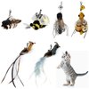 SUBANG 6 Pieces Cat Feather Toys Replacement Cat Toy Wand Refills Cat Toy Replacement Natural Bird Feathers for Cat Toys