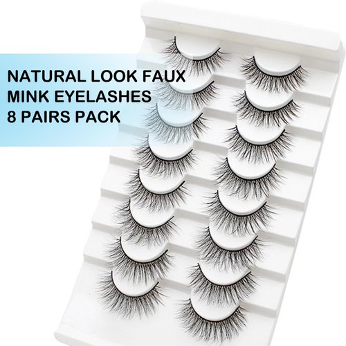 IDDFEVE 8 Pairs of Natural Look Faux Mink Lashes – Lightweight, Fluffy, and Reusable False Eyelashes – Handmade, Easy to Apply, Perfect for Everyday Glam(A13)